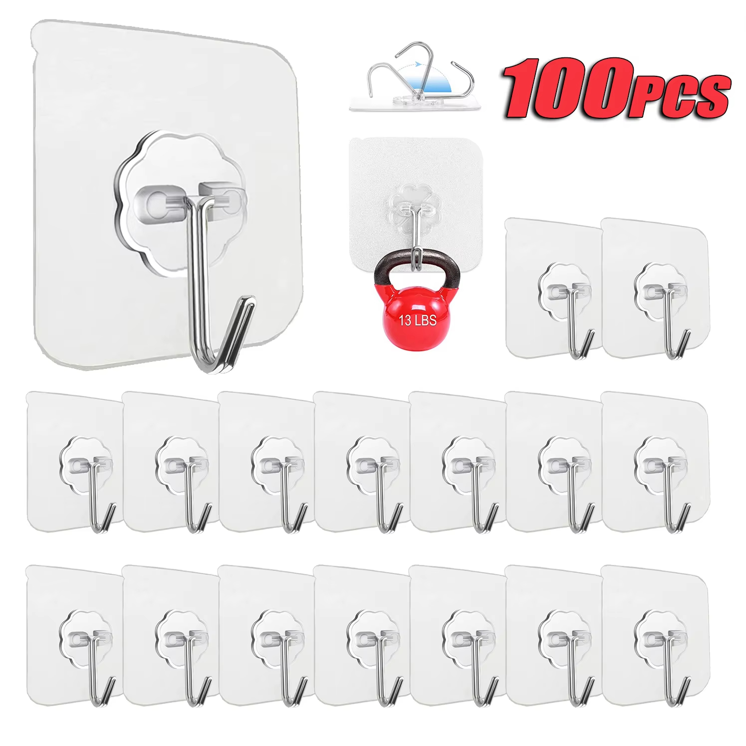 Kitchen Appliances Rack - Ganchos autoadhesivos de acero inoxidable transparentes