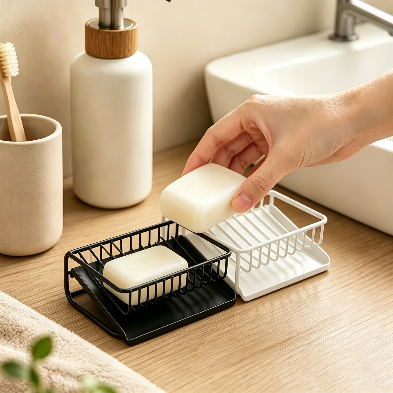 Kitchen Appliances Rack - Jabonera de plástico con bandeja de