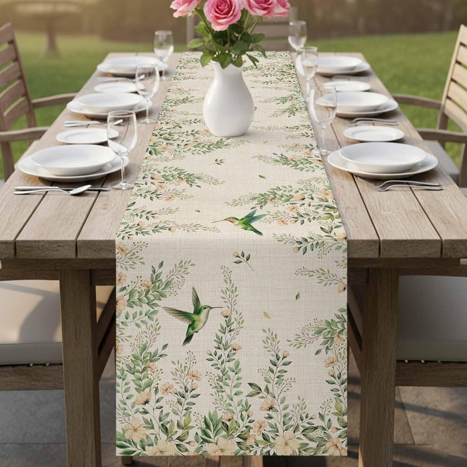 Camino de mesa de lino con dis - Kitchen Appliances Table reseña y precio